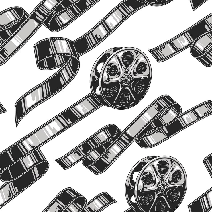 Vetor padrão sem costura de rolos e tiras de filmes antigos