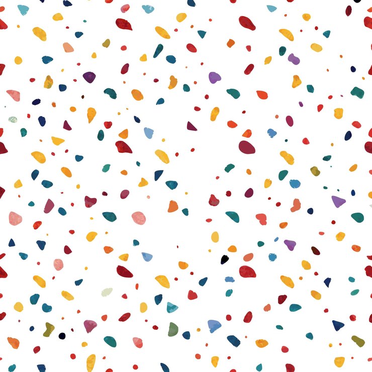 Vetor padrão sem costura de terrazzo colorido pintado à mão sobre fundo branco