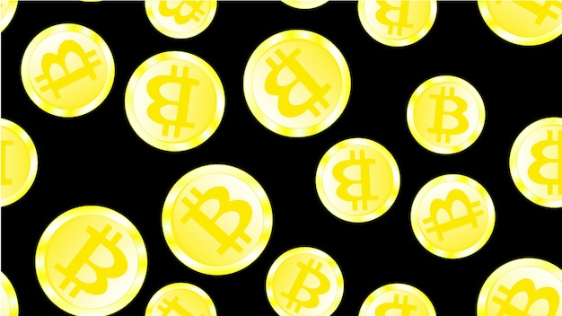 Padrão sem costura de textura de moedas de metal caras e brilhantes douradas bitcoin