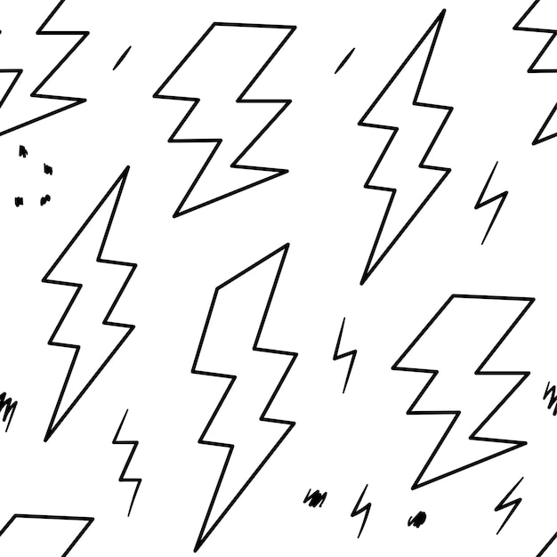 Vetor padrão sem costura de thunderbolt doodle
