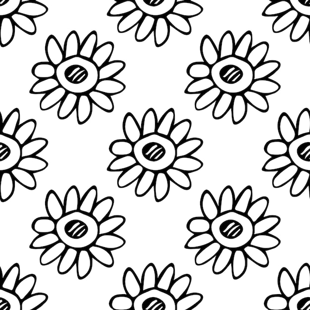 Padrão sem costura de verão com flores doodle para impressão decorativa papel de embrulho cartões de saudação papel de parede e tecido