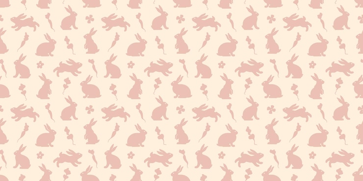 Vetor padrão sem costura desenhado à mão com silhueta de doodle bonito coelhos fundo de páscoa perfeito para ilustração vetorial de design têxtil ou de embrulho de papel