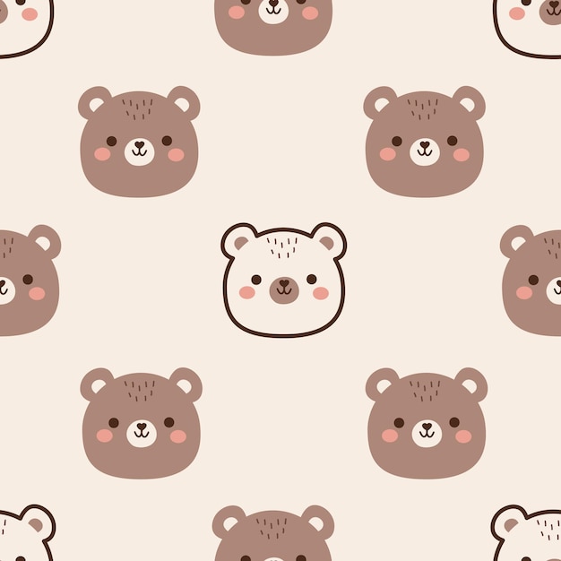 Padrão sem costura desenhado à mão com urso bonito animais de desenho animado infantis desenho de fundo para tecido
