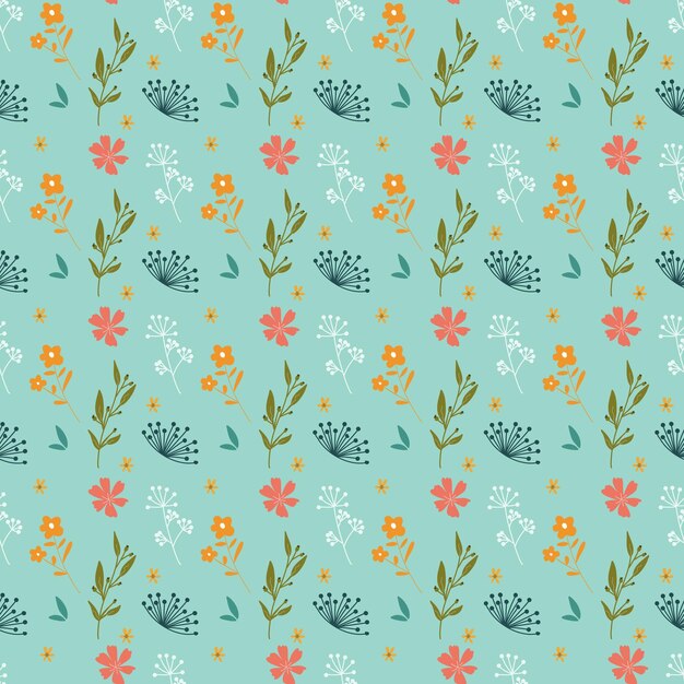 Padrão sem costura floral vetorial desenhado à mão para impressão