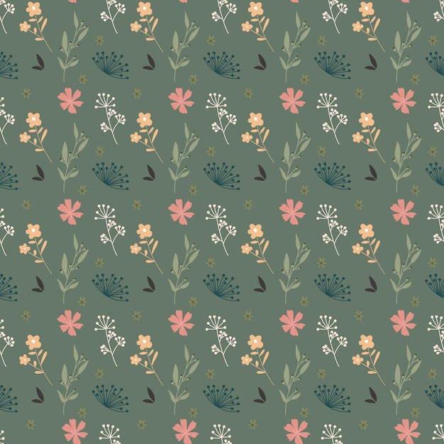 Padrão sem costura floral vetorial desenhado à mão para impressão