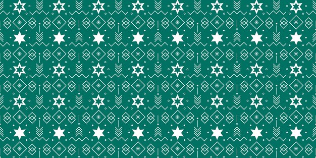 Padrão sem costura ornamental de Natal com estrelas e elementos geométricos Ilustração vetorial