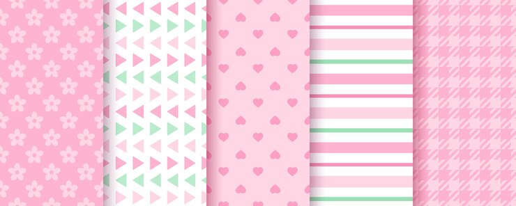 Vetor padrão sem costura rosa texturas de menina de álbum de recortes ilustração em vetor