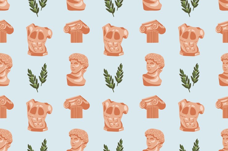 Vetor padrão sem costuras com elementos antigos gregos antigos para um design único do museu