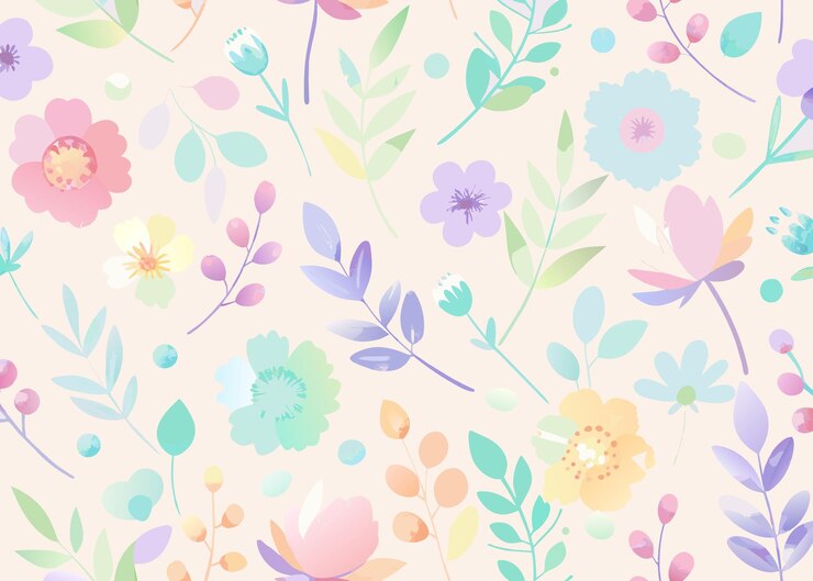 Vetor padrão sem costuras com flores e folhas em cores pastel