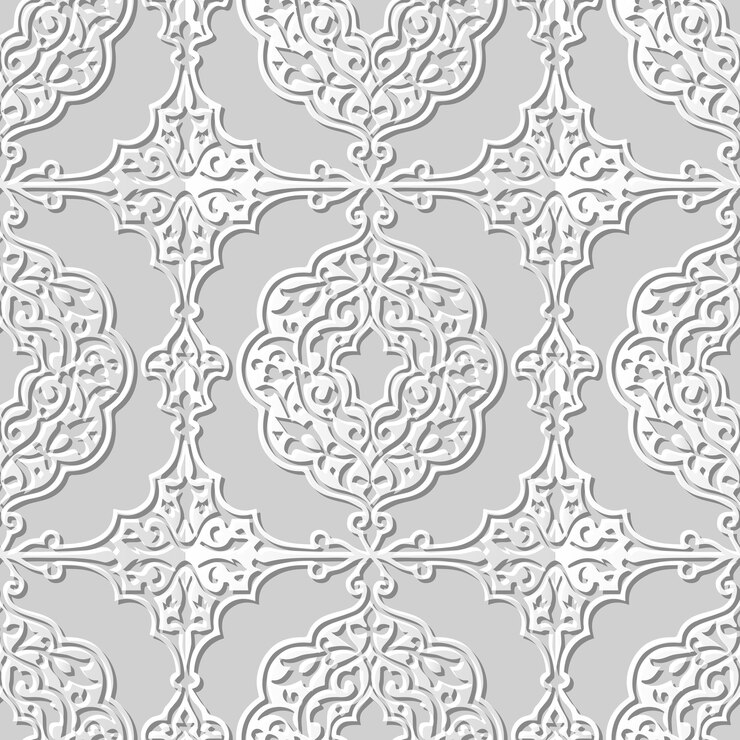 Vetor padrão sem emenda 3d papel arte espiral curva royal deco quadro