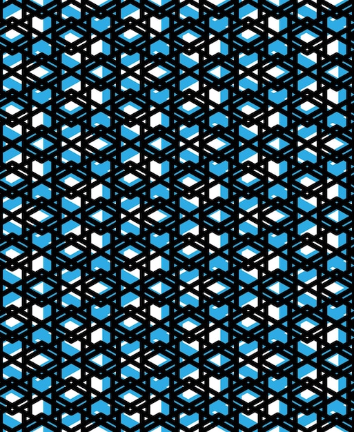 Padrão sem emenda abstrato azul com linhas de entrelaçamento. papel de parede de ornamento de vetor. fundo decorativo sem fim, rendilhado geométrico de efeito visual com losangos.