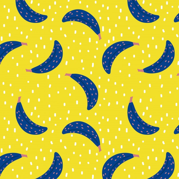 Padrão sem emenda amarelo com bananas azuis