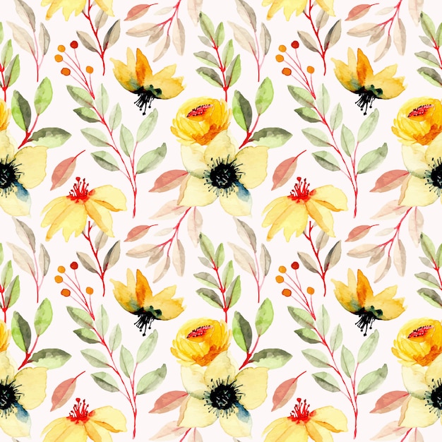 padrão sem emenda aquarela floral amarelo