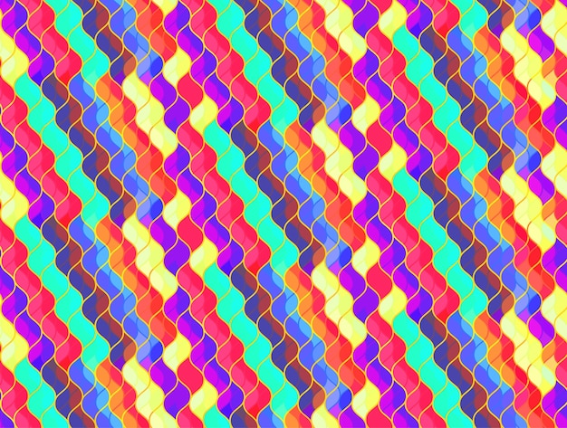 Padrão sem emenda colorido com elementos abstratos em mosaico escamoso ondulado