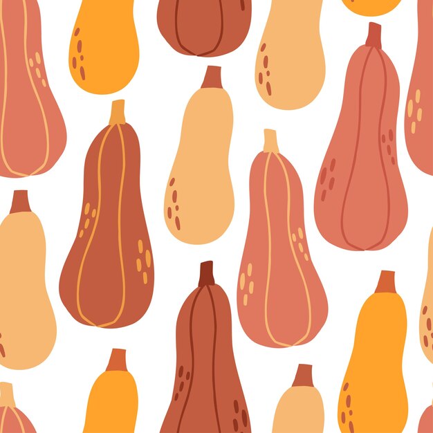 Padrão sem emenda com abóboras em estilo simples. abóboras com textura. ilustração vetorial isolada no fundo branco. design para tecido.