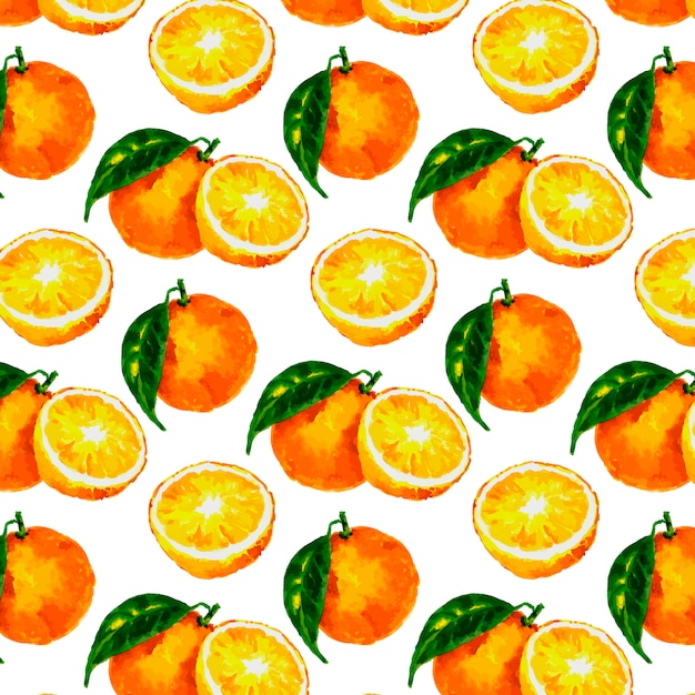 Padrão sem emenda com aquarela cítrica: laranja, limão, toranja
