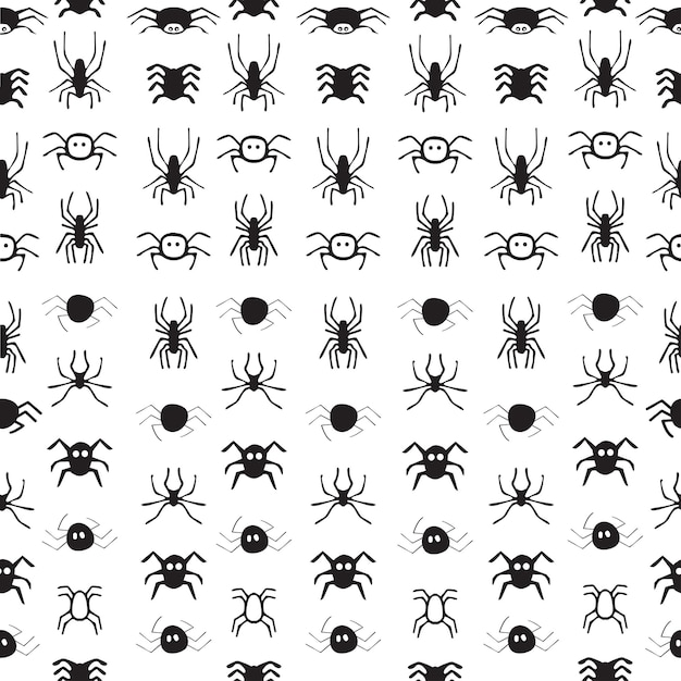 Padrão sem emenda com aranhas ilustração desenhada à mão única fundos de halloween vector
