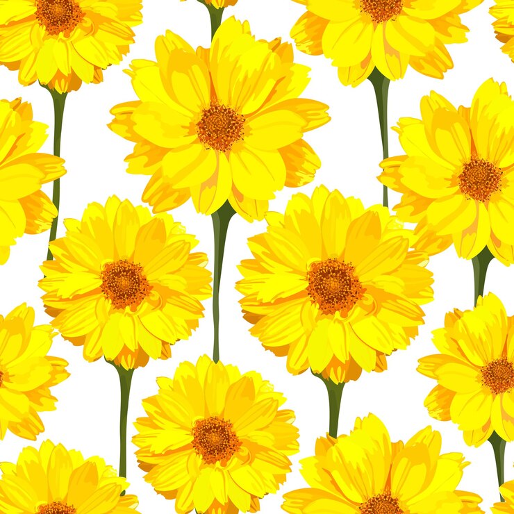 Vetor padrão sem emenda com flores de crisântemos conjunto floral vetorial
