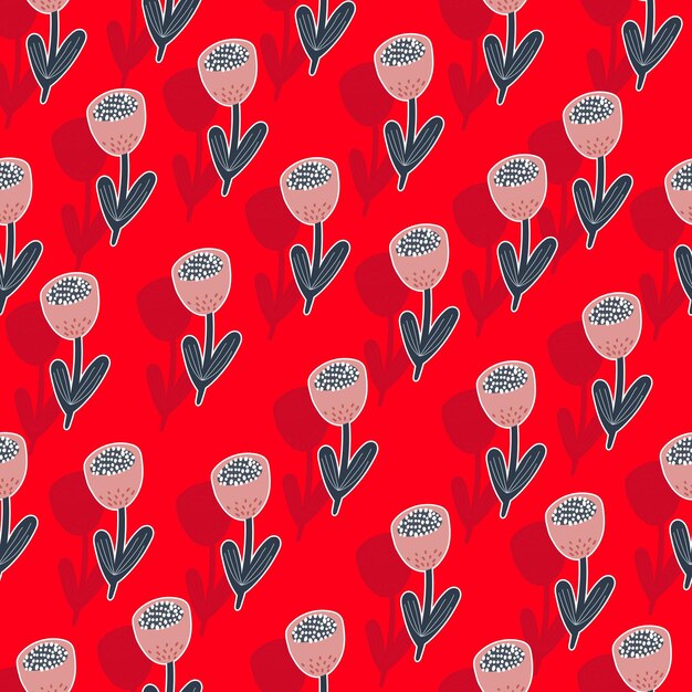 Padrão sem emenda com flores de desenho animado