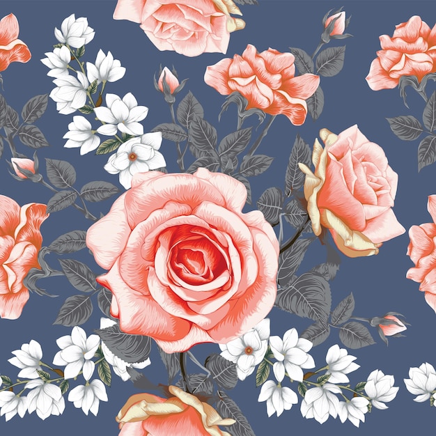 Padrão sem emenda com flores rosas