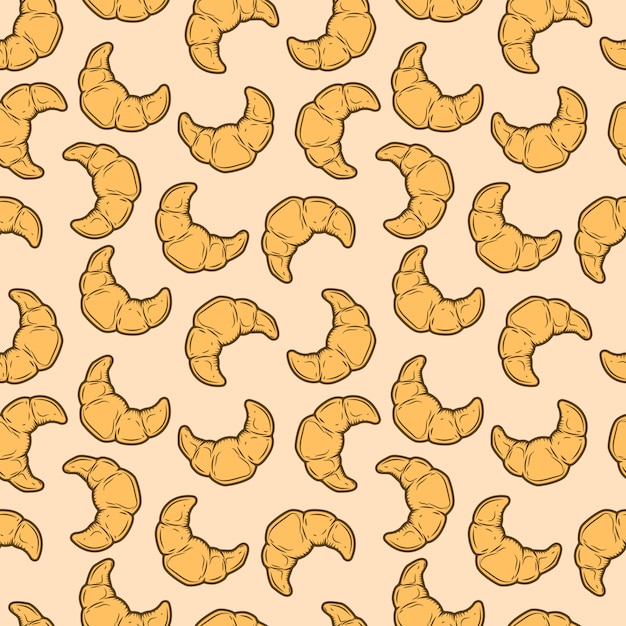 Padrão sem emenda com ilustrações de croissant. elemento para cartaz, papel de embrulho. ilustração