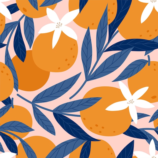 Padrão sem emenda com laranjas. Ilustração vetorial