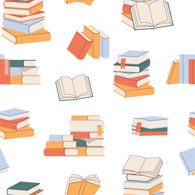 Padrão sem emenda com livros. Elementos desenhados à mão para seu projeto. Pode ser usado em papel de embalagem