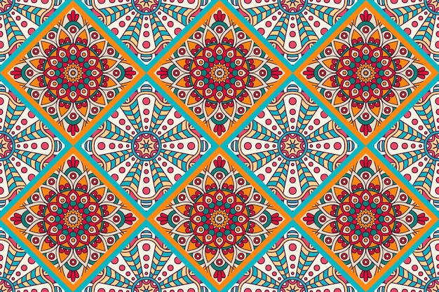 Padrão sem emenda com ornamento de mandala étnica