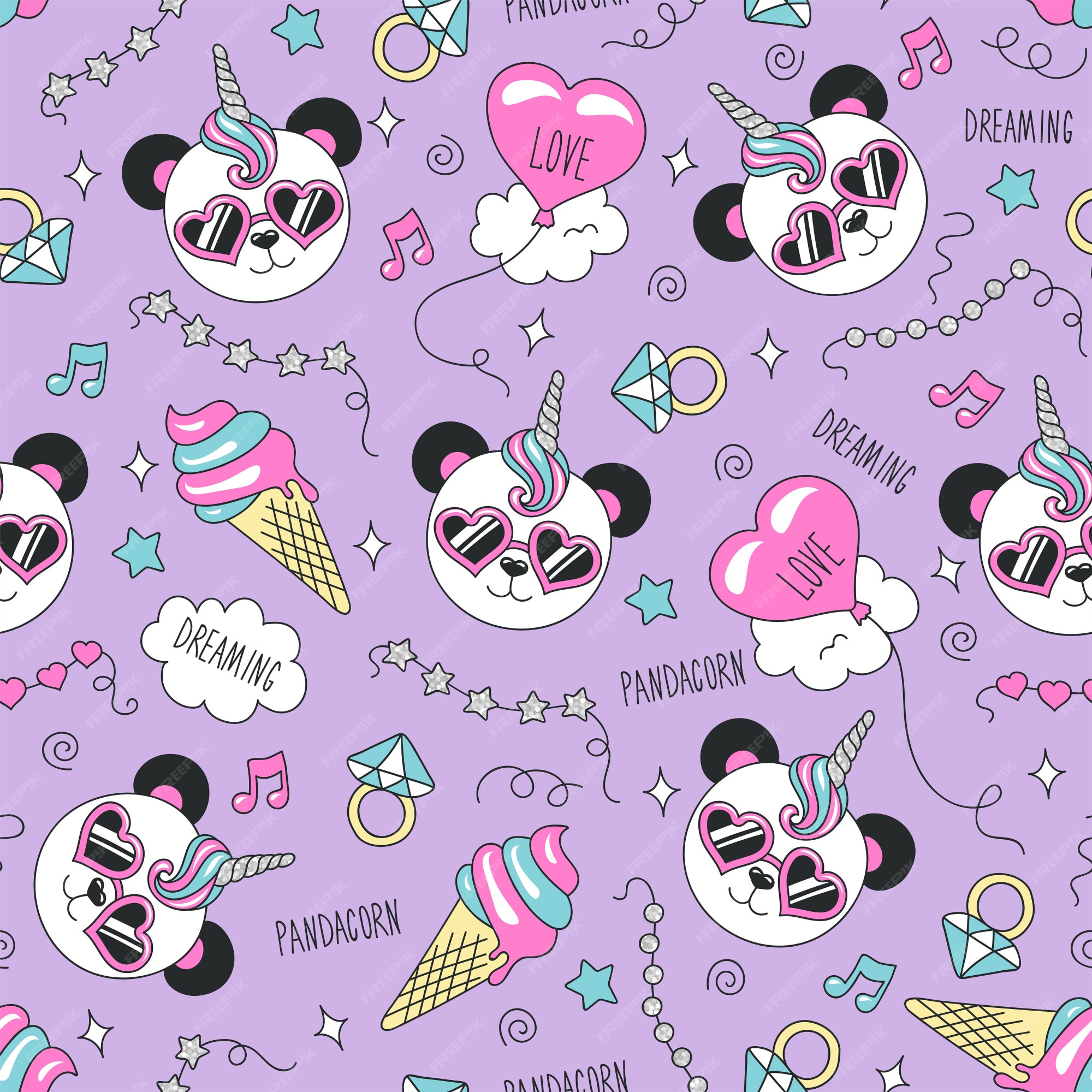 padrão sem emenda de vetor com fofos pandas kawaii. estilo de bebê.  impressão para roupas e embalagens. 2192588 Vetor no Vecteezy