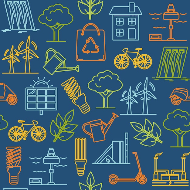 Padrão sem emenda com símbolos de ecologia