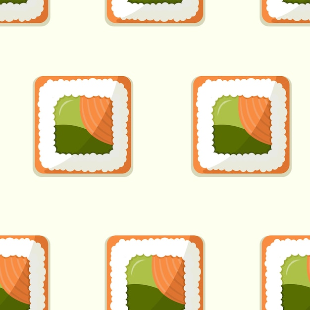 Padrão sem emenda com sushi - sushi com salmão. Ilustração de estilo simples. comida asiática