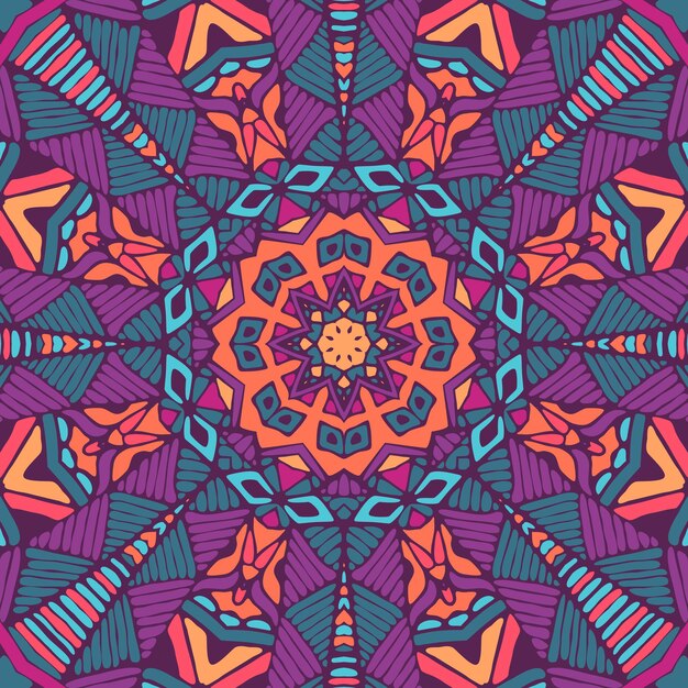 Padrão sem emenda da arte festival étnica de mandala. impressão geométrica. Colorido