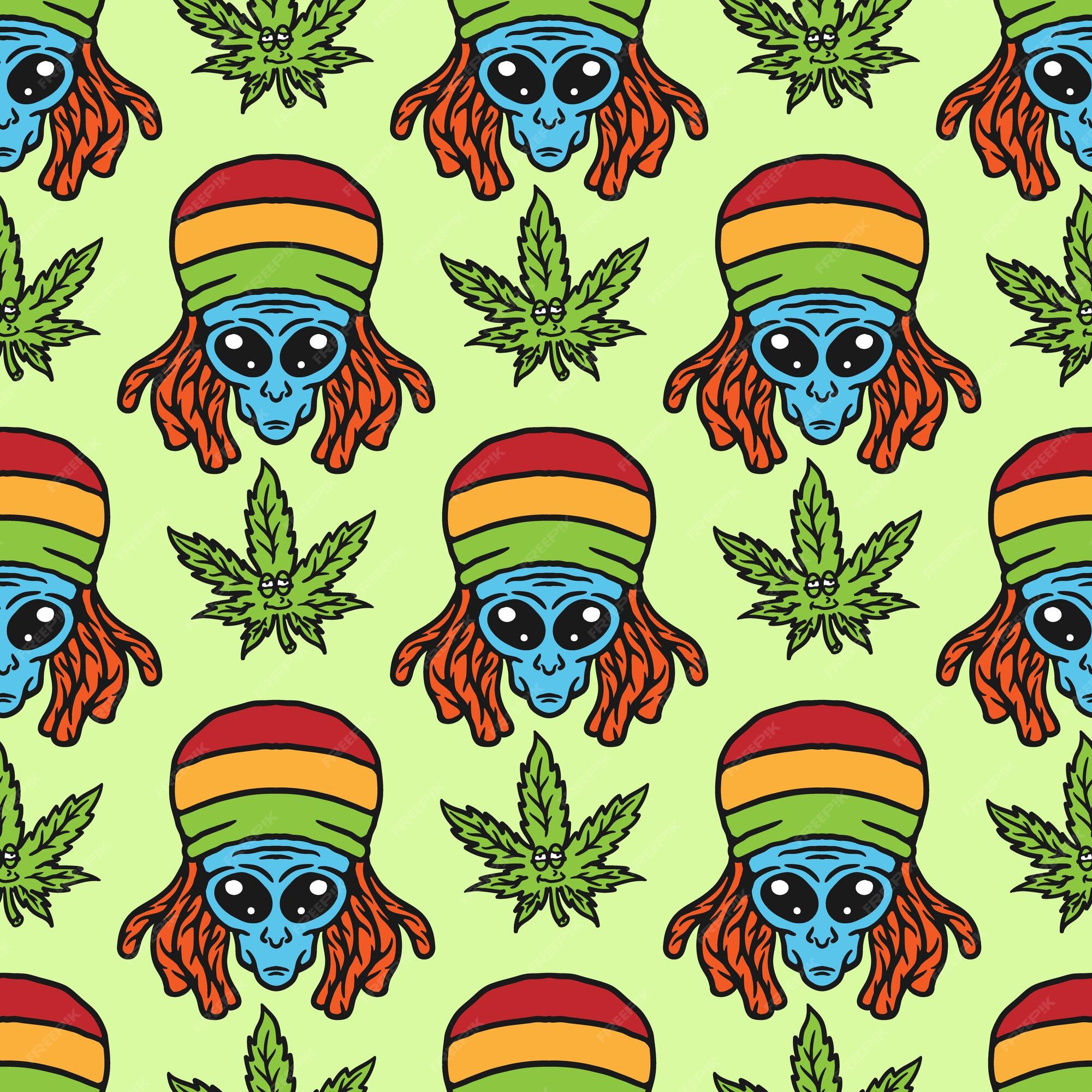 Ilustração de cabeça alienígena de reggae, Vetor Premium