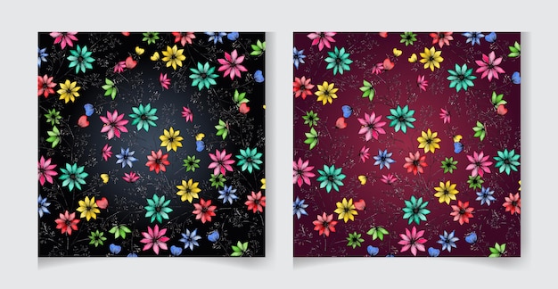 Padrão sem emenda de aquarela de flores para têxteis ou plano de fundo e design de moldura floral quadrada