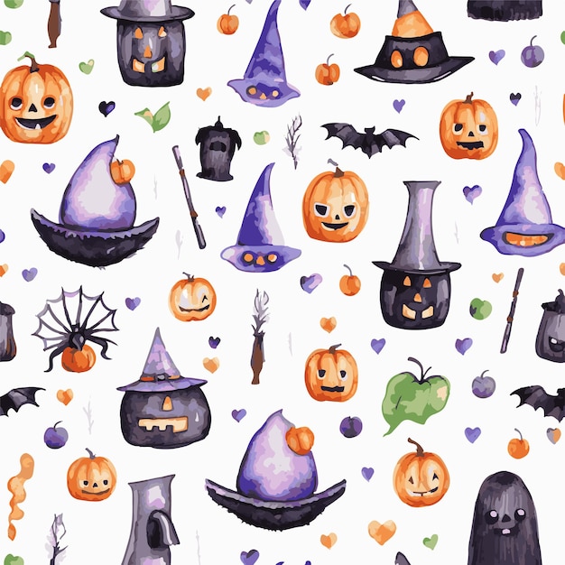 Padrão sem emenda de aquarela de Halloween