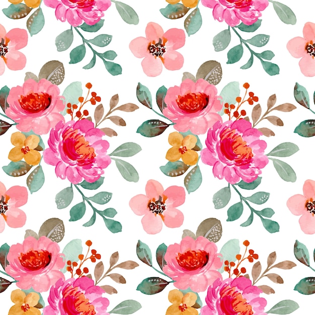 Padrão sem emenda de aquarela floral rosa