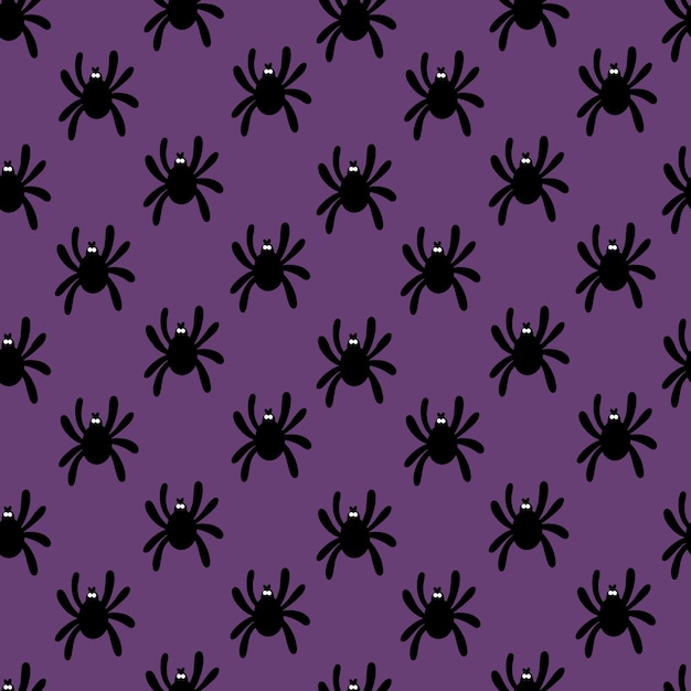 Padrão sem emenda de aranha em um fundo roxo