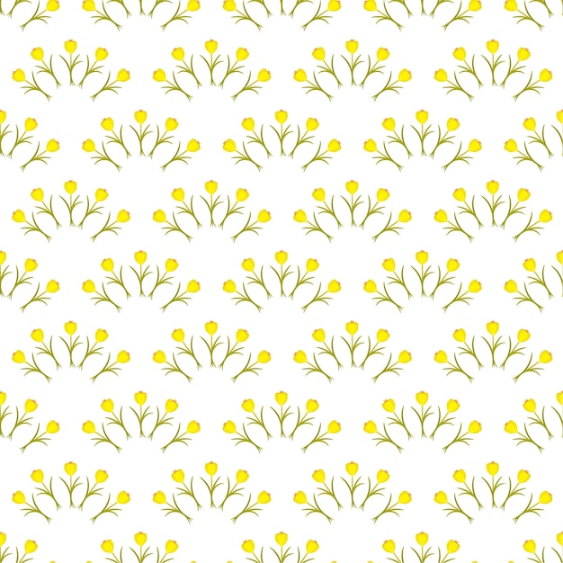 Vetor padrão sem emenda de bush de tulipas amarelas sobre fundo branco