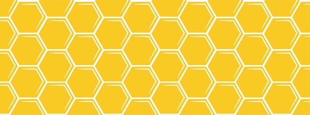 Padrão sem emenda de células de colmeia de abelhas de hexágono horizontal amarelo