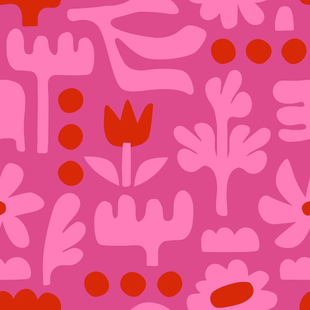 Padrão sem emenda de flor abstrata simples em fundo rosa Ilustração em vetor design floral