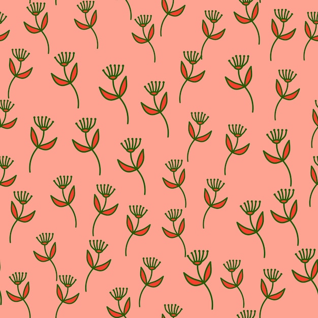 Padrão sem emenda de flores simples desenhadas à mão Papel de parede floral abstrato