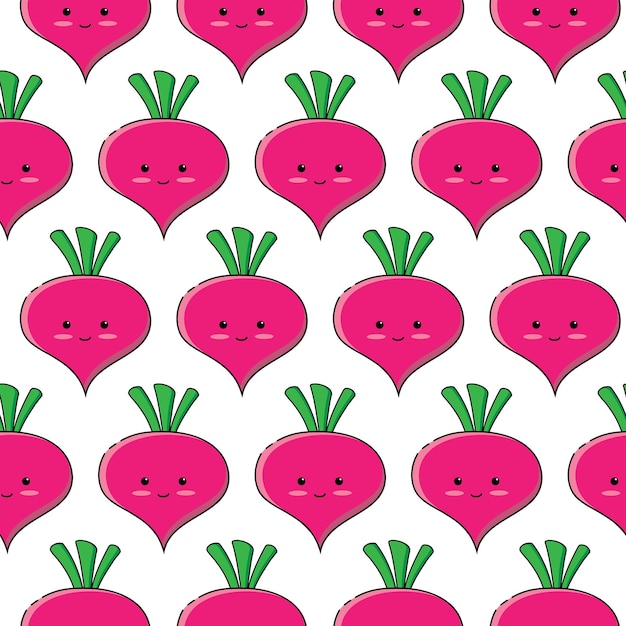 Padrão sem emenda de frutas vetoriais imagem moderna bonita de rabanete rosa  em um fundo branco padrão bonito para design de papel de embalagem | Vetor  Premium