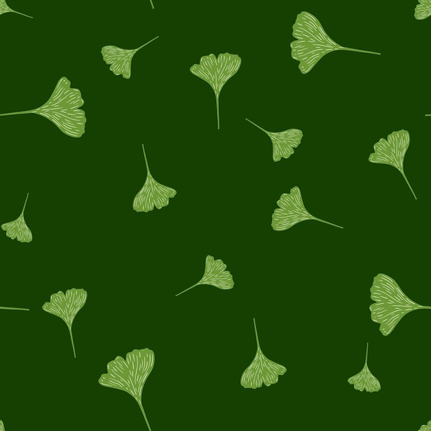 Padrão sem emenda de ginkgo biloba. fundo de belas plantas. textura repetida em estilo doodle para tecido, papel de embrulho, papel de parede, tecido. ilustração vetorial.