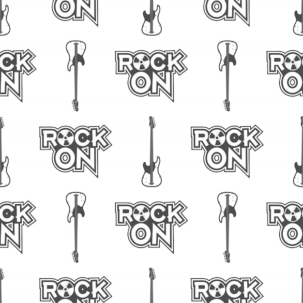 Padrão sem emenda de guitarra de rock. música vintage design pattern com guitarra retrô