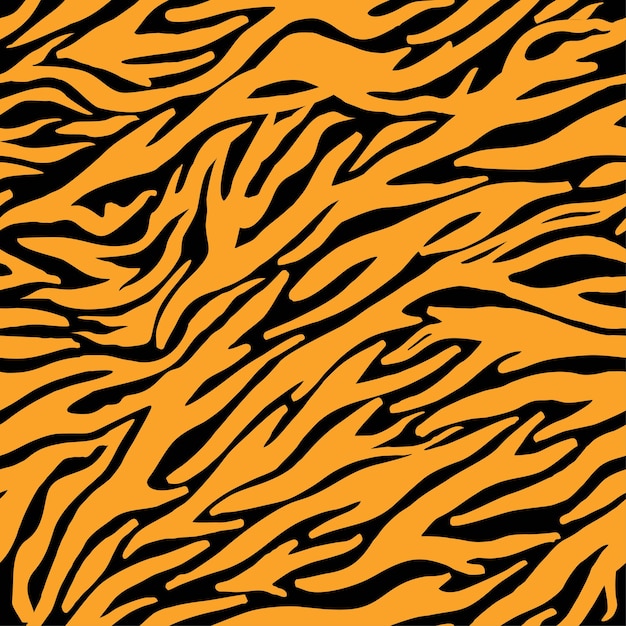 Padrão sem emenda de impressão de tigre listras de tigre preto e laranja tecido de zoológico de vetor material de pele de animal