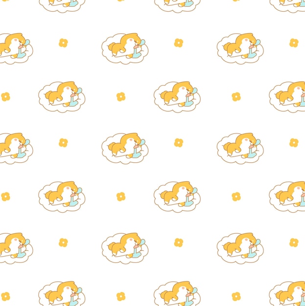 Padrão sem emenda de kawaii de cachorro shiba inu pequeno e fofo