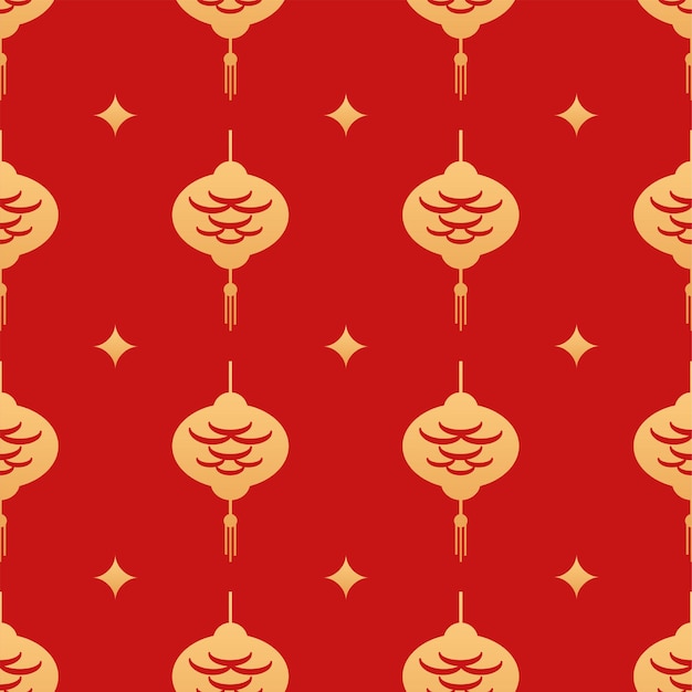 Vetor padrão sem emenda de lanterna chinesa. oriente o ornamento vetorial com elementos decorativos tradicionais asiáticos