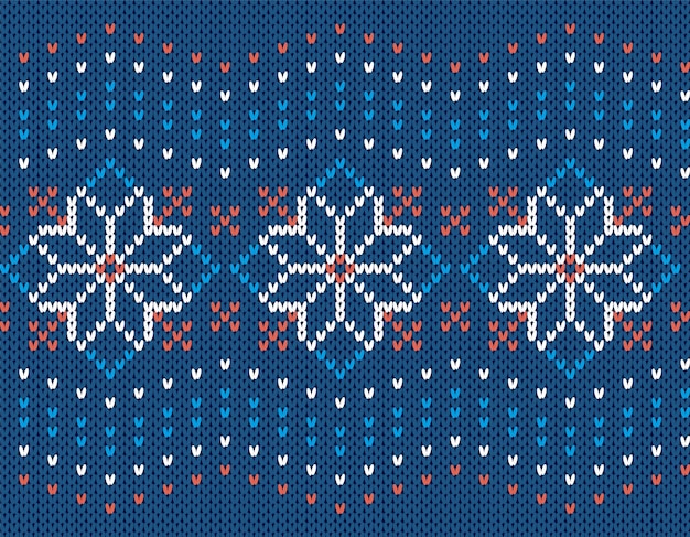 Padrão sem emenda de malha de natal. textura de suéter de malha azul. imprima com flores. plano de fundo de natal.