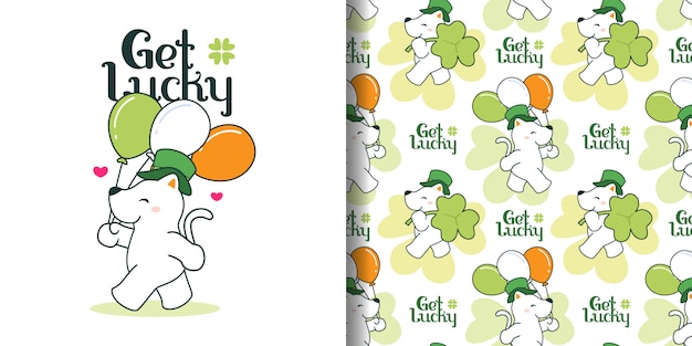 Padrão sem emenda de mão desenhada saint patricks cachorro