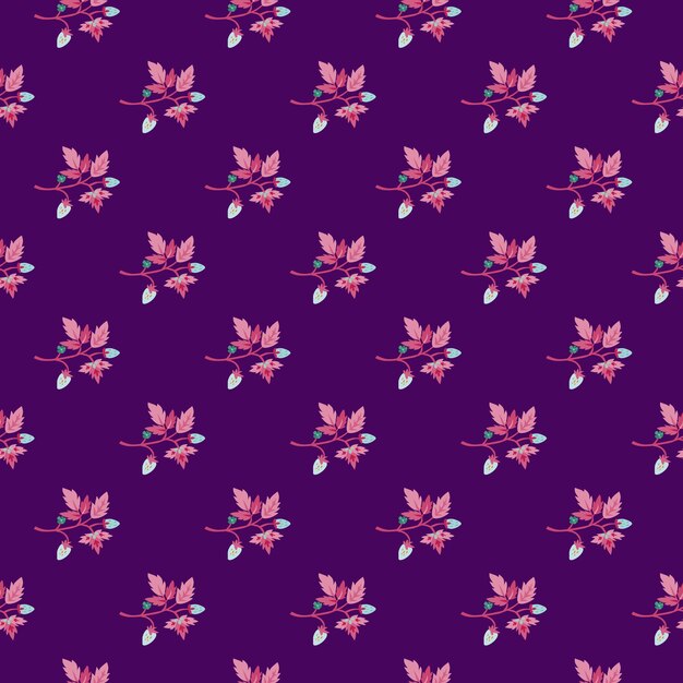 Padrão sem emenda de morango silvestre Papel de parede floral de frutos silvestres Pano de fundo infinito de planta de morango